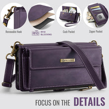 Load image into Gallery viewer, Casekis Crossbody Leather Wallet RFID Phone Case Purple
