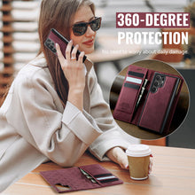 Lade das Bild in den Galerie-Viewer, Casekis Leather Magnetic Flip Detachable Wallet Phone Case Red Wine
