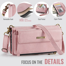 Load image into Gallery viewer, Casekis Crossbody Leather Wallet RFID Phone Case Pink
