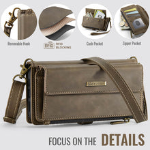 Load image into Gallery viewer, Casekis Crossbody Leather Wallet RFID Phone Case Brown
