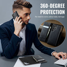 Load image into Gallery viewer, Casekis Leather Magnetic Flip Detachable Wallet Phone Case Black

