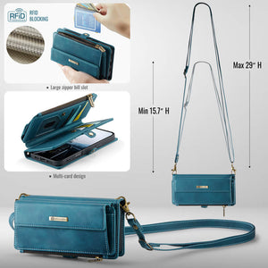 Casekis Crossbody Leather Wallet RFID Phone Case Green