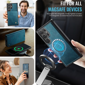 Casekis Leather Magnetic Flip Detachable Wallet Phone Case Blue Green