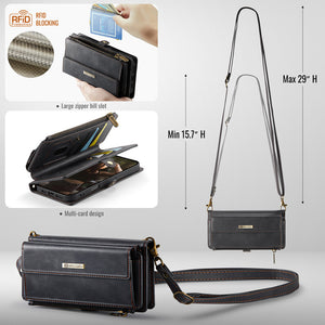 Casekis Crossbody Leather Wallet RFID Phone Case Black