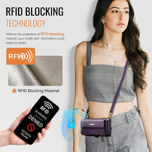 Load image into Gallery viewer, Casekis Crossbody Leather Wallet RFID Phone Case Purple
