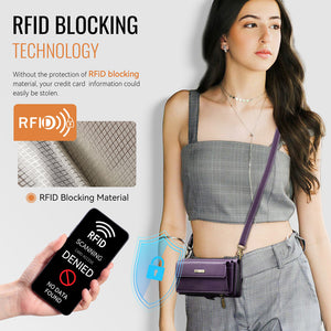 Casekis Crossbody Leather Wallet RFID Phone Case Purple