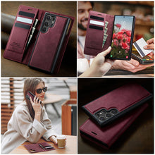 Lade das Bild in den Galerie-Viewer, Casekis Leather Magnetic Flip Detachable Wallet Phone Case Red Wine
