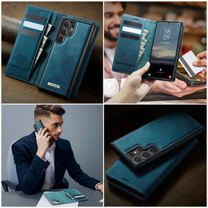 Casekis Leather Magnetic Flip Detachable Wallet Phone Case Blue Green