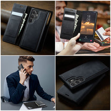 Load image into Gallery viewer, Casekis Leather Magnetic Flip Detachable Wallet Phone Case Black
