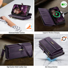 Load image into Gallery viewer, Casekis Crossbody Leather Wallet RFID Phone Case Purple
