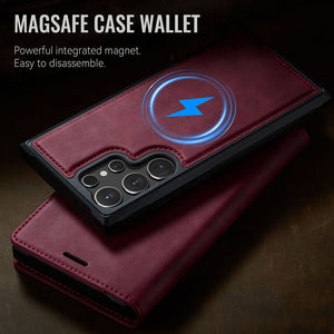 Casekis Leather Magnetic Flip Detachable Wallet Phone Case Red Wine