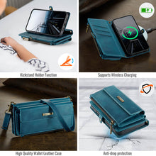 Load image into Gallery viewer, Casekis Crossbody Leather Wallet RFID Phone Case Green
