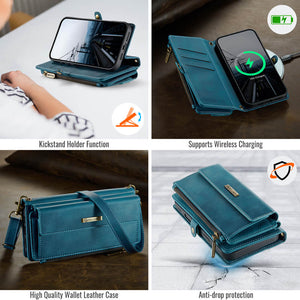 Casekis Crossbody Leather Wallet RFID Phone Case Green
