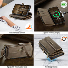 Load image into Gallery viewer, Casekis Crossbody Leather Wallet RFID Phone Case Brown
