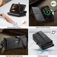 Load image into Gallery viewer, Casekis Crossbody Leather Wallet RFID Phone Case Black
