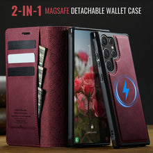 Lade das Bild in den Galerie-Viewer, Casekis Leather Magnetic Flip Detachable Wallet Phone Case Red Wine
