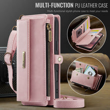 Load image into Gallery viewer, Casekis Crossbody Leather Wallet RFID Phone Case Pink
