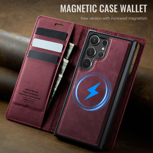 Casekis Leather Magnetic Flip Detachable Wallet Phone Case Red Wine