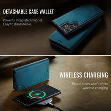 Load image into Gallery viewer, Casekis Leather Magnetic Flip Detachable Wallet Phone Case Blue Green
