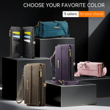 Load image into Gallery viewer, Casekis Crossbody Leather Wallet RFID Phone Case Purple
