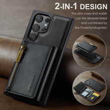 Load image into Gallery viewer, Casekis RFID Magnetic Detachable Leather Wallet Phone Case Black
