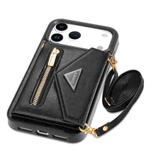 Lade das Bild in den Galerie-Viewer, Casekis Crossbody Strap Leather Magnetic Wallet Phone Case Black
