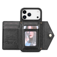 Lade das Bild in den Galerie-Viewer, Casekis Crossbody Strap Leather Magnetic Wallet Phone Case Black
