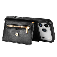 Lade das Bild in den Galerie-Viewer, Casekis Crossbody Strap Leather Magnetic Wallet Phone Case Black
