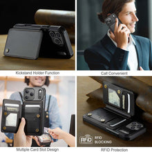 Load image into Gallery viewer, Casekis RFID Cardholder Wallet Phone Case Black
