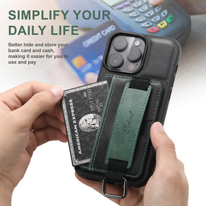 Casekis Card Holder Wrist Strap Phone Case Black