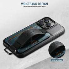 Load image into Gallery viewer, Casekis Card Holder Wrist Strap Phone Case Blue Black
