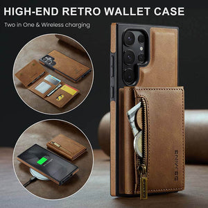Casekis RFID Magnetic Detachable Leather Wallet Phone Case Brown