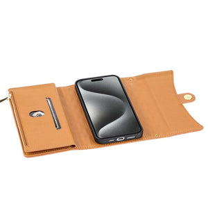 Casekis 7-Slot Foldable Crossbody Wallet Phone Case Brown