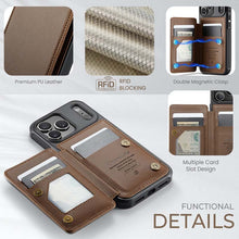 Load image into Gallery viewer, Casekis RFID Cardholder Wallet Phone Case Brown
