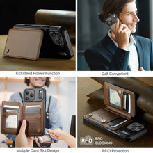 Load image into Gallery viewer, Casekis RFID Cardholder Wallet Phone Case Brown
