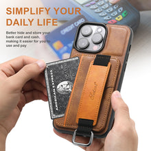 Load image into Gallery viewer, Casekis Card Holder Wrist Strap Phone Case Brown
