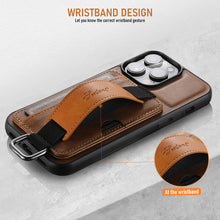 Load image into Gallery viewer, Casekis Card Holder Wrist Strap Phone Case Brown
