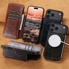 Lade das Bild in den Galerie-Viewer, Casekis Leather Wallet MagSafe Phone Case Black
