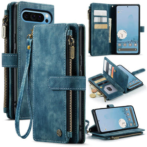 Casekis Leather Zipper Phone Case Blue