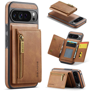 Casekis RFID Magnetic Detachable Leather Wallet Phone Case Brown