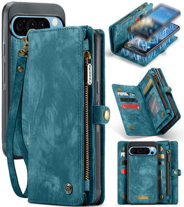 Casekis Wrist Strap Zipper Wallet Phone Case Blue