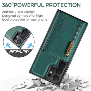 Casekis RFID Magnetic Detachable Leather Wallet Phone Case Green