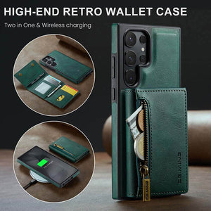Casekis RFID Magnetic Detachable Leather Wallet Phone Case Green