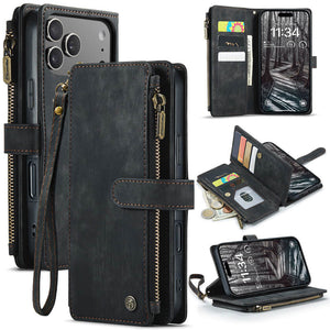 Casekis Leather Zipper Phone Case Black