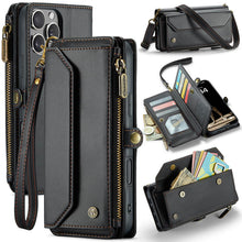 Load image into Gallery viewer, Casekis Cardholer Zipper Wallet Crossbody Phone Case Black
