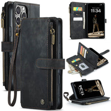 Load image into Gallery viewer, Casekis Leather Zipper Phone Case Black
