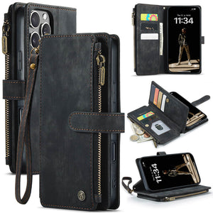 Casekis Leather Zipper Phone Case Black