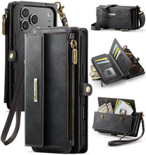Load image into Gallery viewer, Casekis Crossbody Leather Wallet RFID Phone Case Black
