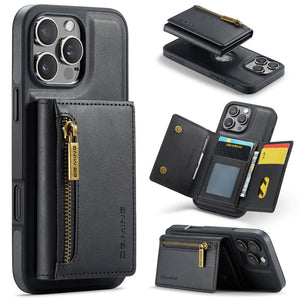 Casekis RFID Magnetic Detachable Leather Wallet Phone Case Black