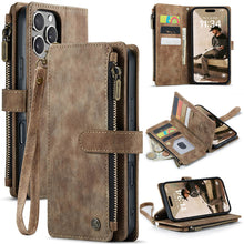 Load image into Gallery viewer, Casekis Leather Zipper Phone Case Brown
